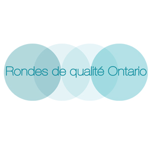 Logo de Rondes de qualité Ontario avec quatre cercles bleus et du texte